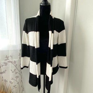 INC B&W Sparkle Cascade Front Sweater - SZ L